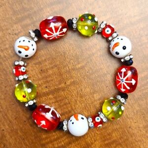 Glass Beads Snowman Christmas Bracelet